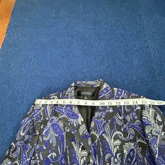 Kasper Vintage Retro Blazer Purple Silver 3 Buttons Slit Sleeves wear with Jeans - Picture 6 of 9